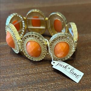 Park Lane Gold-Tone Bracelet with Bright Orange Faceted Stones